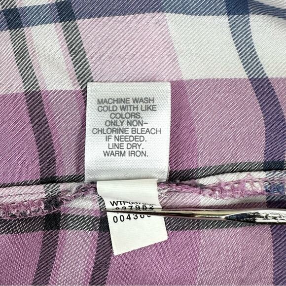 J.Jill Women’s Size MP Purple Plaid Rayon Button Down Shirt - Picture 12 of 13